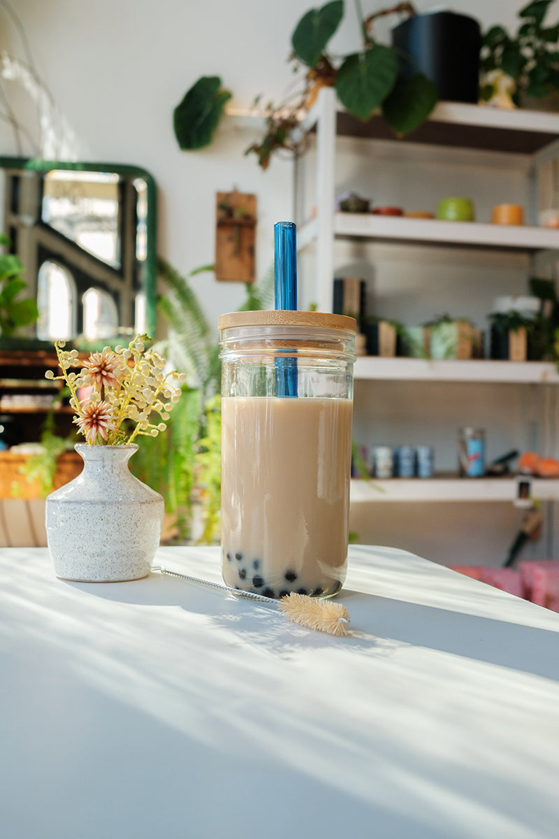 Mini Boba Jar + Glass Straw