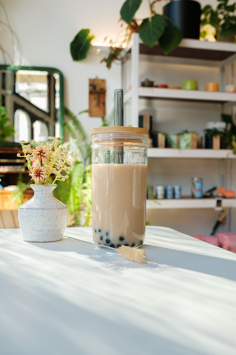 Mini Boba Jar + Glass Straw