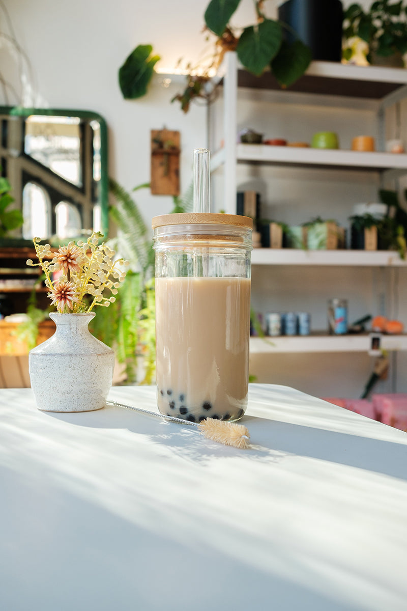 Mini Boba Jar + Glass Straw