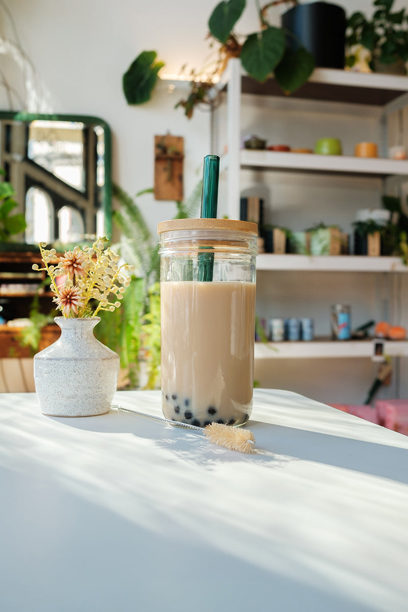 Mini Boba Jar + Glass Straw