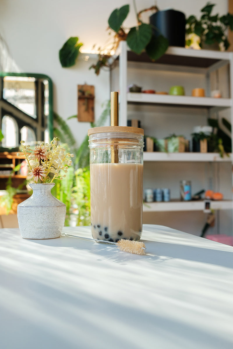 Mini Boba Jar + Glass Straw