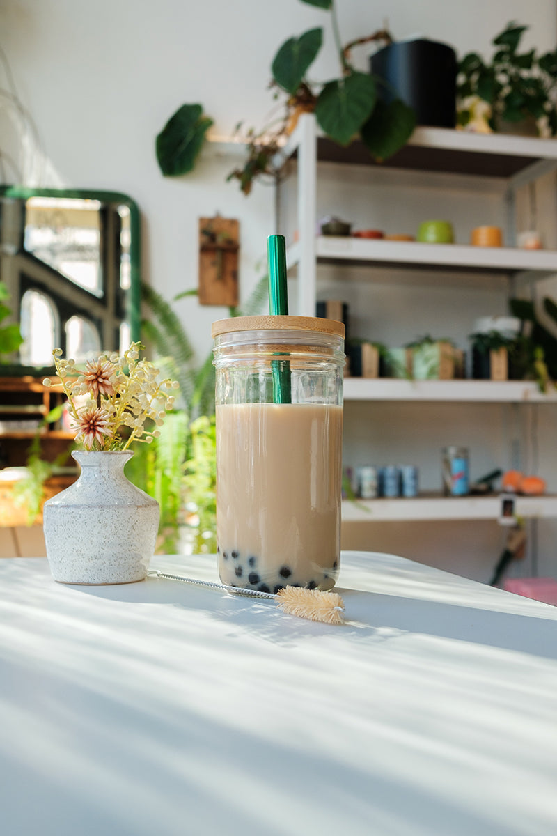 Mini Boba Jar + Glass Straw