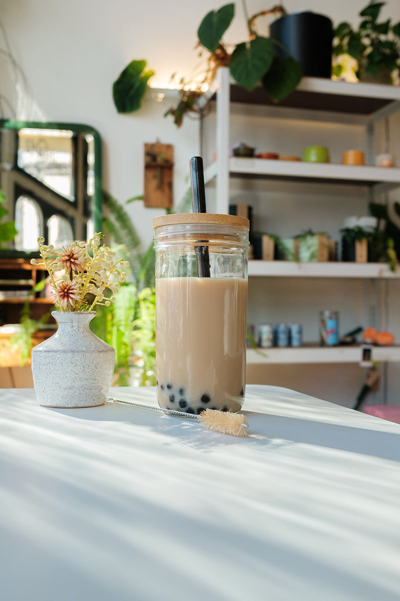 Mini Boba Jar + Glass Straw