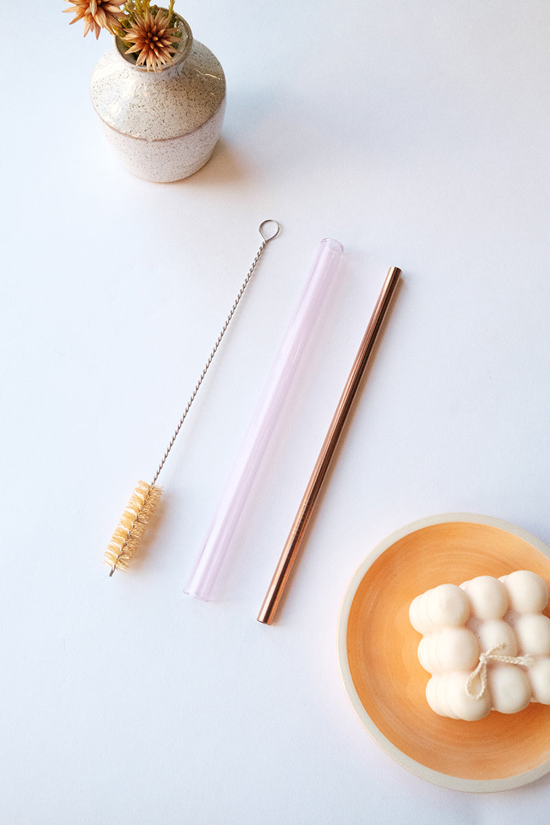 3Pc Glass Boba Straw Set