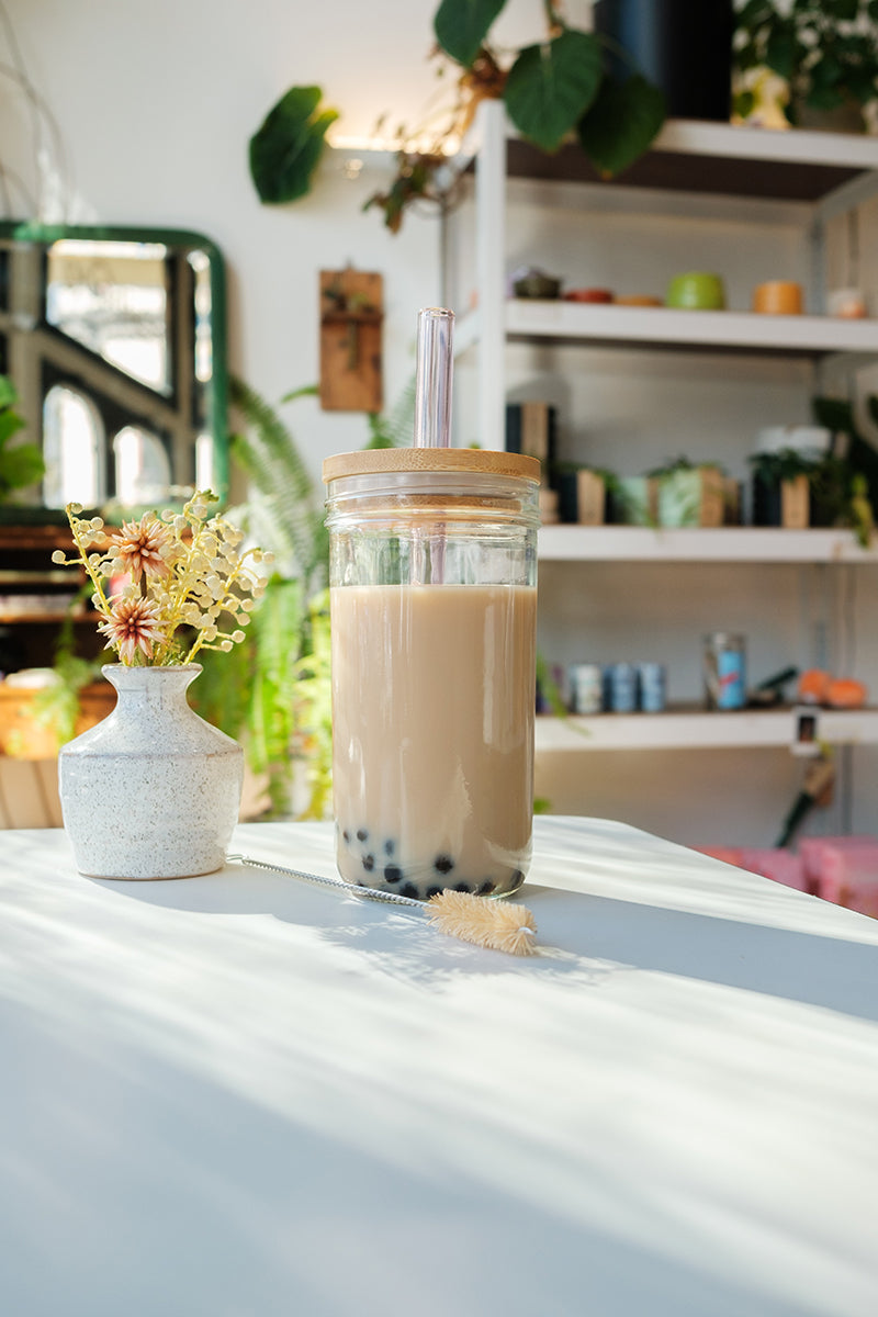 Mini Boba Jar + Glass Straw