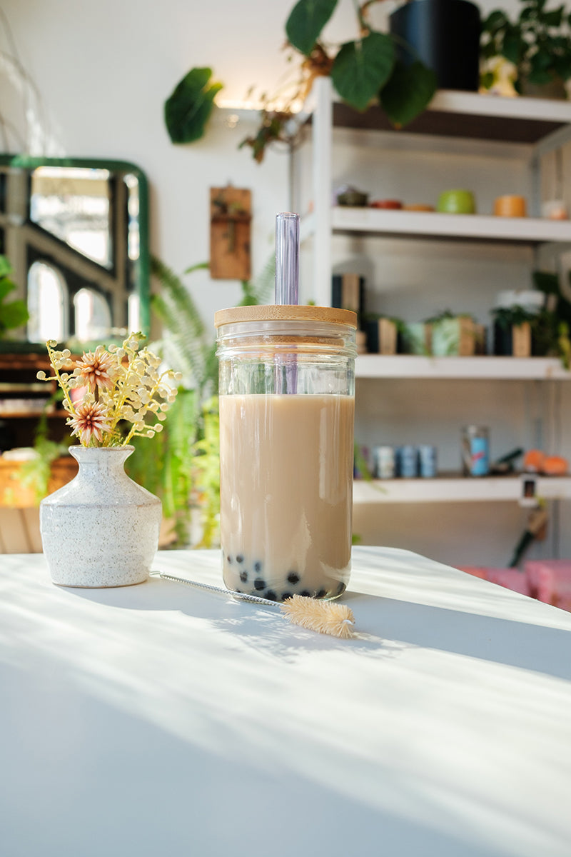 Mini Boba Jar + Glass Straw