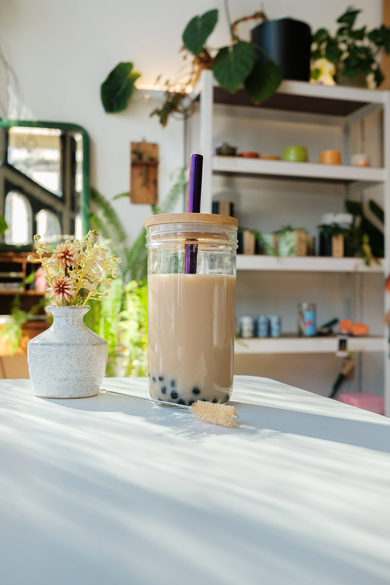 Mini Boba Jar + Glass Straw