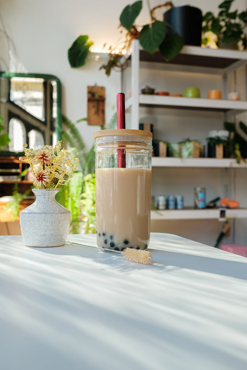 Mini Boba Jar + Glass Straw