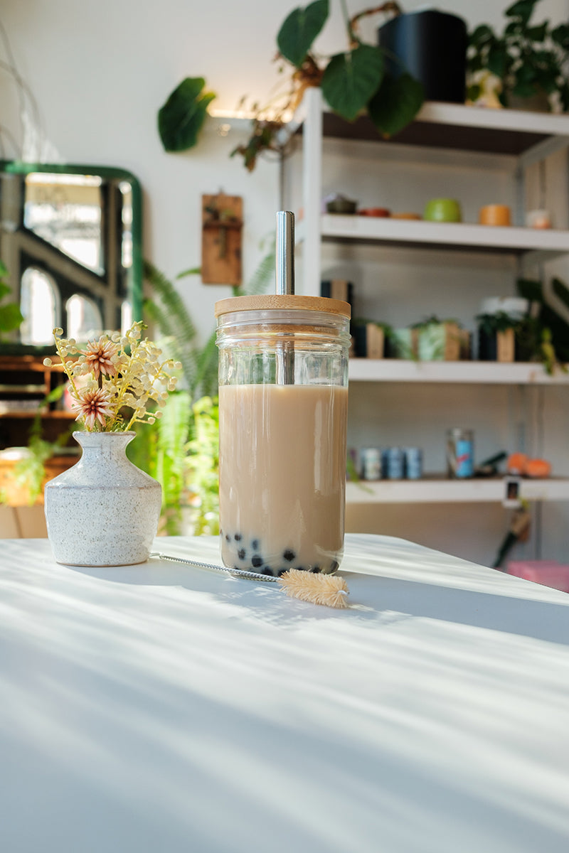 Mini Boba Jar + Glass Straw