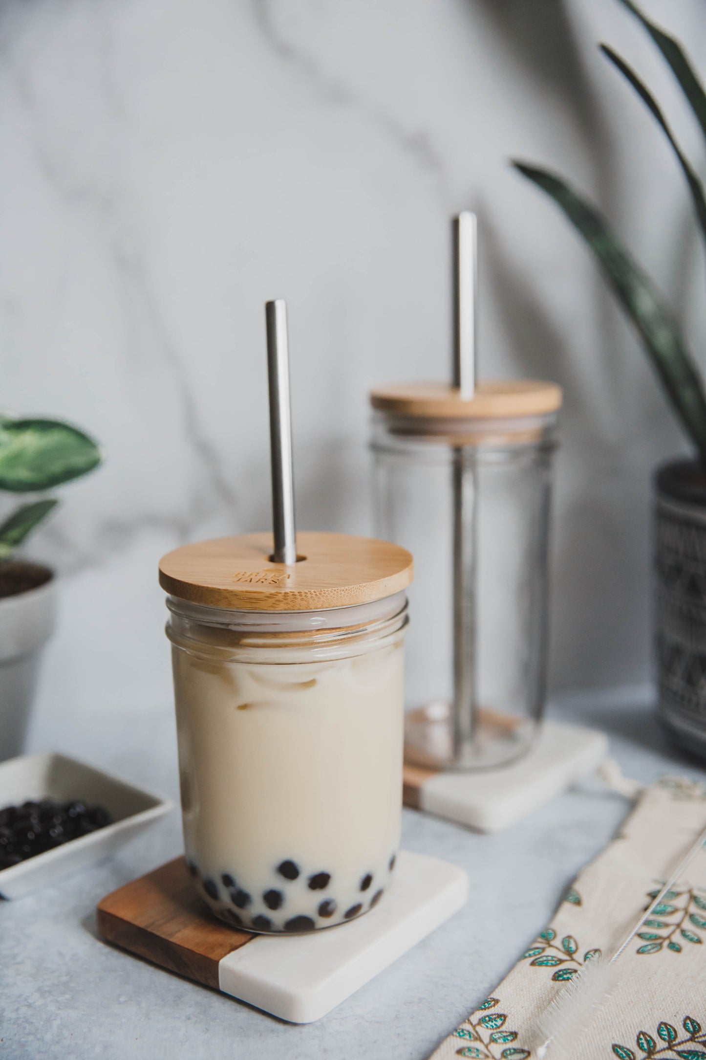Mini Boba Jar + Glass Straw