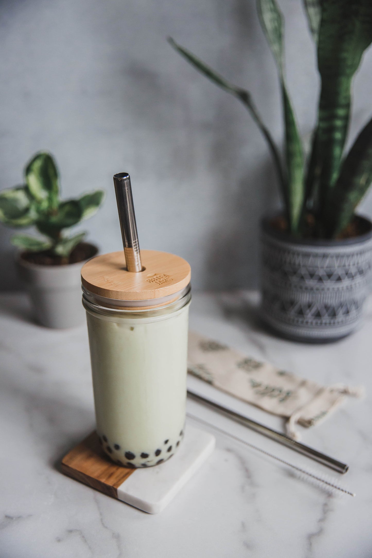 Mini Boba Jar + Glass Straw